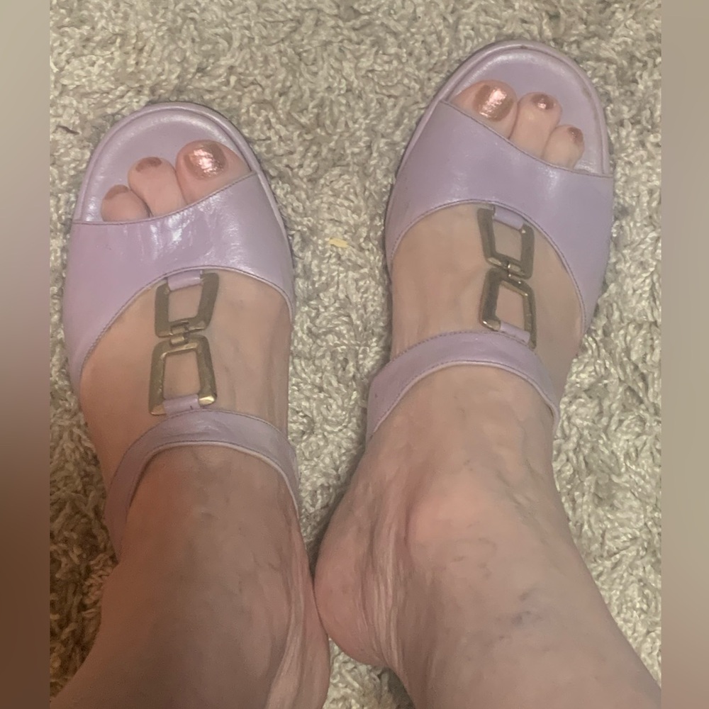 A. Marinelli Light Purple Sandals with Gold Accents